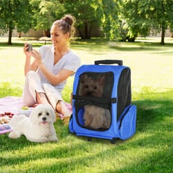 PawHut Pet Travel Backpack Bag Cat Puppy Dog Carrier w/ Trolley and Telescopic