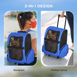 PawHut Pet Travel Backpack Bag Cat Puppy Dog Carrier w/ Trolley and Telescopic
