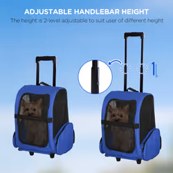 PawHut Pet Travel Backpack Bag Cat Puppy Dog Carrier w/ Trolley and Telescopic