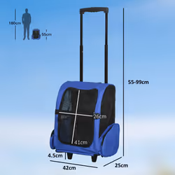 PawHut Pet Travel Backpack Bag Cat Puppy Dog Carrier w/ Trolley and Telescopic - Additional view 9