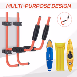 HOMCOM Kayak Wall Mount Rack Heavy Duty Storing Storage Hangers Canoe W/ Fixings - Additional view 11