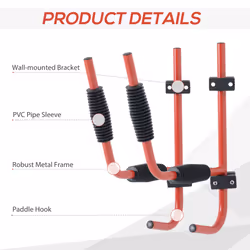HOMCOM Kayak Wall Mount Rack Heavy Duty Storing Storage Hangers Canoe W/ Fixings