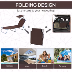 Outsunny Garden Folding Chair Sun Lounger Bed Outdoor Recliner Seat w/ Sunshade