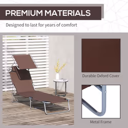 Outsunny Garden Folding Chair Sun Lounger Bed Outdoor Recliner Seat w/ Sunshade - Additional view 7