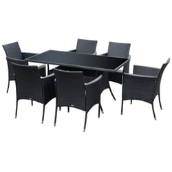 7pc Outsunny Outdoor Dining Rattan Garden Furniture Set