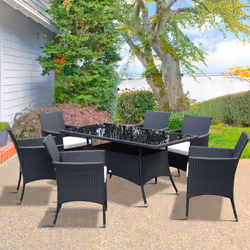 7pc Outsunny Outdoor Dining Rattan Garden Furniture Set