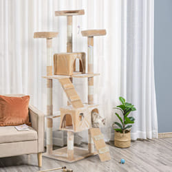 PawHut Cat Tree Scratcher Activity Centre, Scratching Post w/ Cat House, Bed