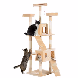 PawHut Cat Tree Scratcher Activity Centre, Scratching Post w/ Cat House, Bed - Additional view 8