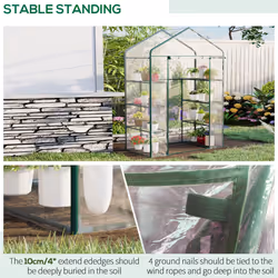 Outsunny Walk In Greenhouse Garden Clear PVC Frame Shelves Reinforced Plant Grow - Additional view 4