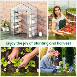 Outsunny Walk In Greenhouse Garden Clear PVC Frame Shelves Reinforced Plant Grow - Additional view 5