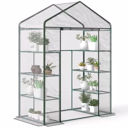 Outsunny Walk In Greenhouse Garden Clear PVC Frame Shelves Reinforced Plant Grow - Additional view 8