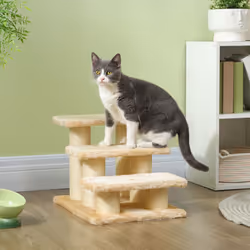 PawHut Cat Steps 3 Stairs Deluxe Pet Portable Easy Climb Assistance Lightweight