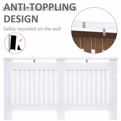 HOMCOM Radiator Cover Painted Slatted MDF Cabinet Lined Grill 152x19x81cm
