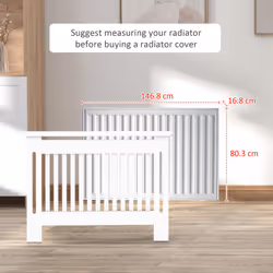 HOMCOM Radiator Cover Painted Slatted MDF Cabinet Lined Grill 152x19x81cm - Additional view 4