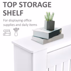 HOMCOM Radiator Cover Painted Slatted MDF Cabinet Lined Grill 152x19x81cm - Additional view 8