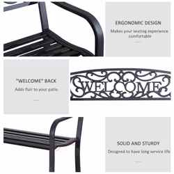 Outsunny Garden Bench Double Seat Park Steel Chair Garden Outdoor Metal Patio