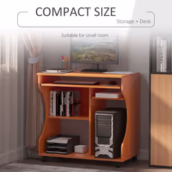 HOMCOM Computer Table Study Desk with Sliding Keyboard Tray, Cherry Wood - Additional view 4