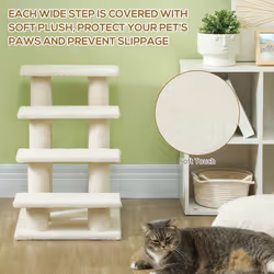 PawHut Dog Steps for Bed 4 Step Pet Stairs for Dog Cat Climb Ladder Cream