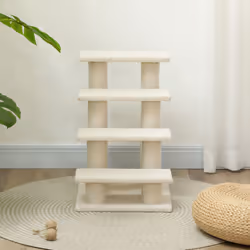 PawHut Dog Steps for Bed 4 Step Pet Stairs for Dog Cat Climb Ladder Cream - Additional view 6
