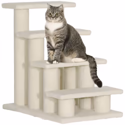 PawHut Dog Steps for Bed 4 Step Pet Stairs for Dog Cat Climb Ladder Cream - Additional view 8