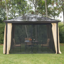 Outsunny Aluminium Gazebo Canopy With Hardtop Roof & Walls | Canopy Gazebo