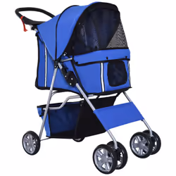 PawHut Pet Stroller Carrier Foldable Deluxe Jogger Walk Travel Dog Cat Blue - Additional view 8