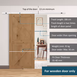 HOMCOM Modern Sliding Barn Door Hardware Kit Track System Gear Set Divider
