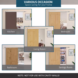 HOMCOM Modern Sliding Barn Door Hardware Kit Track System Gear Set Divider - Additional view 4