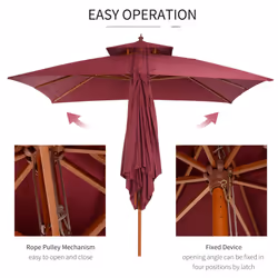 Outsunny 3M Garden Parasol Patio Bamboo Sun Umbrella Sun Shade Outdoor Canopy