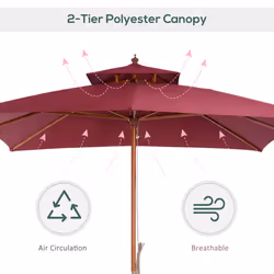 Outsunny 3M Garden Parasol Patio Bamboo Sun Umbrella Sun Shade Outdoor Canopy