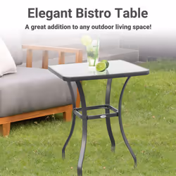 Outsunny Garden Bar Table Bistro Square Glass Dining Kitchen Breakfast Pub Party