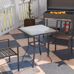 Outsunny Garden Bar Table Bistro Square Glass Dining Kitchen Breakfast Pub Party - Additional view 8