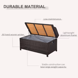 Outsunny Rattan Outdoor Storage Bench with Aluminium Frame, Mixed Brown - Additional view 4