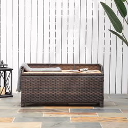 Outsunny Rattan Outdoor Storage Bench with Aluminium Frame, Mixed Brown - Additional view 5