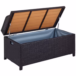 Outsunny Rattan Outdoor Storage Bench with Aluminium Frame, Mixed Brown - Additional view 8
