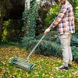 Outsunny Lawn Aerator Outdoor Grass Care Heavy Duty Garden Roller Manual Handle