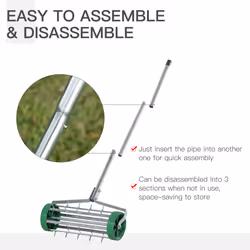 Outsunny Lawn Aerator Outdoor Grass Care Heavy Duty Garden Roller Manual Handle - Additional view 8