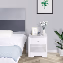 HOMCOM Bedside Table Unit Drawer Shelf Cabinet Chest Solid Wood Bedroom