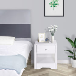 HOMCOM Bedside Table Unit Drawer Shelf Cabinet Chest Solid Wood Bedroom