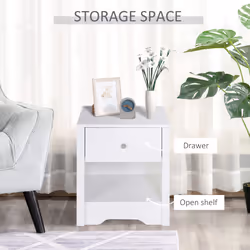 HOMCOM Bedside Table Unit Drawer Shelf Cabinet Chest Solid Wood Bedroom