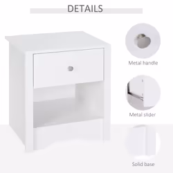 HOMCOM Bedside Table Unit Drawer Shelf Cabinet Chest Solid Wood Bedroom