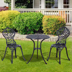Outsunny Aluminium Bistro Set Garden Coffee Table Chair Outdoor Dining Set Black