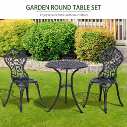 Outsunny Aluminium Bistro Set Garden Coffee Table Chair Outdoor Dining Set Black - Additional view 4