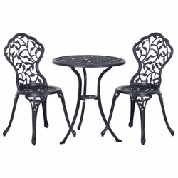 Outsunny Aluminium Bistro Set Garden Coffee Table Chair Outdoor Dining Set Black - Additional view 8