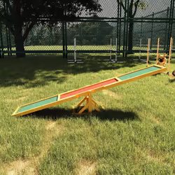 PawHut Wooden Pet Seesaw for Big Dogs with Anti-Slip Surface, Natural
