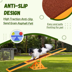 PawHut Wooden Pet Seesaw for Big Dogs with Anti-Slip Surface, Natural