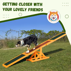 PawHut Wooden Pet Seesaw for Big Dogs with Anti-Slip Surface, Natural - Additional view 4