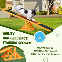 PawHut Wooden Pet Seesaw for Big Dogs with Anti-Slip Surface, Natural - Additional view 5