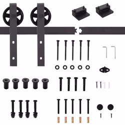 HOMCOM 6FT/1830mm Carbon Steel Sliding Barn Wood Door Hardware Closet Track Set
