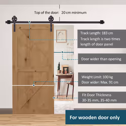 HOMCOM 6FT/1830mm Carbon Steel Sliding Barn Wood Door Hardware Closet Track Set - Additional view 4